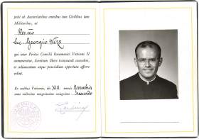 photo of Second Vatican Council 'passport' issued to then Fr. George O. Wirz