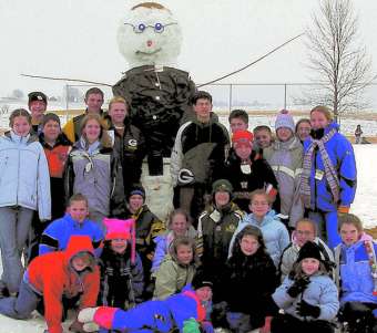 photo of St. Joseph School, Sinsinawa, students with their snowman