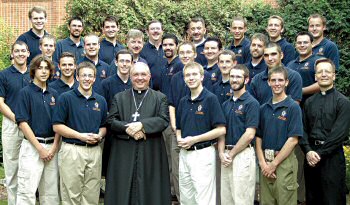 photo of Diocese of Madison seminarians with Bishop Robert C. Morlino and Msgr. James Bartylla